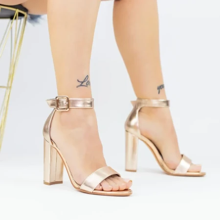 Sandale Dama cu Toc gros 2XKK571A Champagne » Reina.Ro