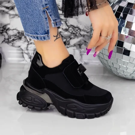 Pantofi Sport Dama cu Platforma 2SZ5 Negru » Reina.Ro