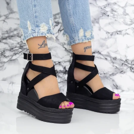 Sandale Dama cu Platforma 2W60 Negru » Reina.Ro