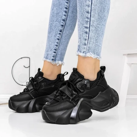 Pantofi Sport Dama cu Platforma 3WL75 Negru » Reina.Ro
