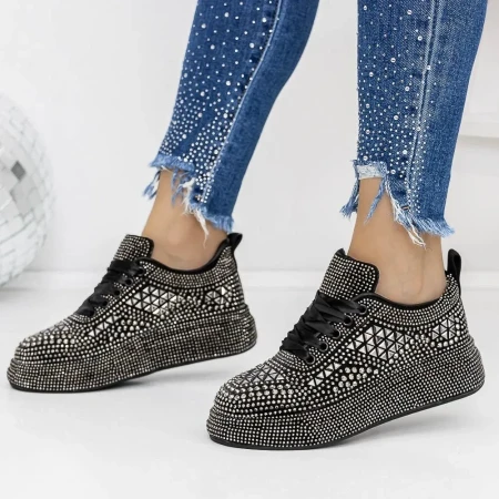 Pantofi Sport Dama 3WL86 Negru-Guncolor » Reina.Ro