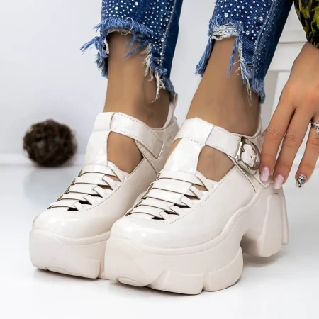 Pantofi cu Platforma 3WL88 Bej » Reina.Ro