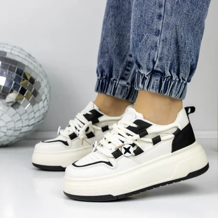Pantofi Sport Dama 3WL187 Alb-Negru » Reina.Ro