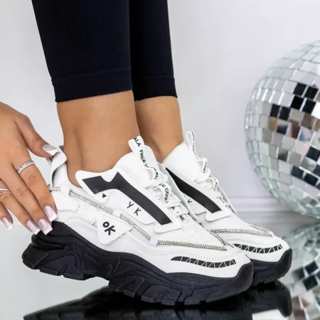 Sneakers dama 3WL180 Negru-Alb » Reina.Ro