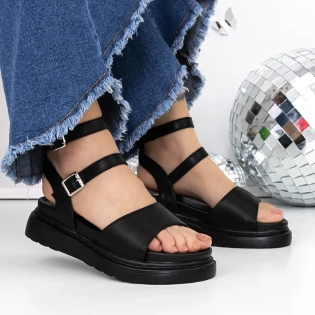 Sandale Dama cu Talpa Joasa 3HXS56 Negru » Reina.Ro