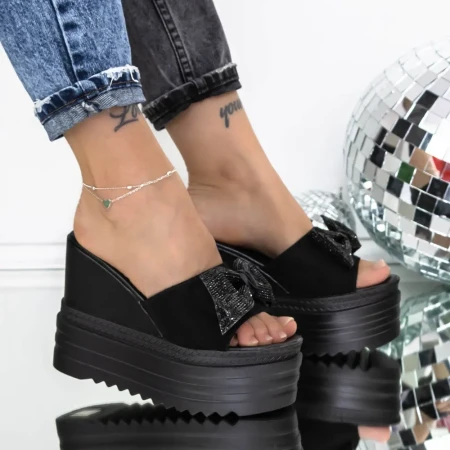 Papuci Dama cu Platforma 3AW313 Negru » Reina.Ro