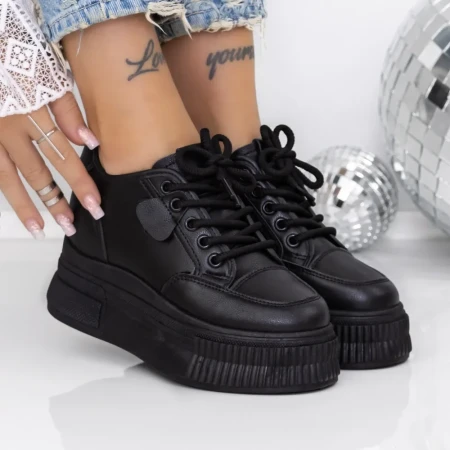 Pantofi Sport Dama cu Platforma 3AL39 Negru | Mei » Reina.Ro