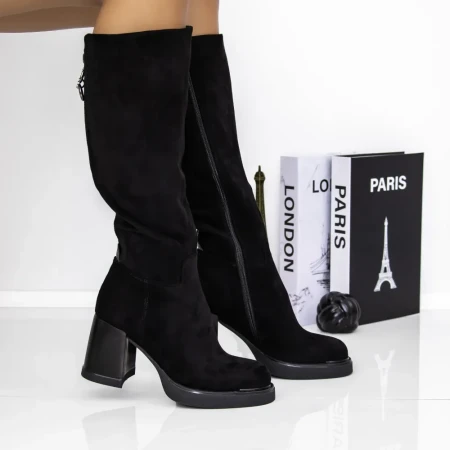 Cizme Dama cu Toc gros 3AD15 Negru | Mei » Reina.Ro