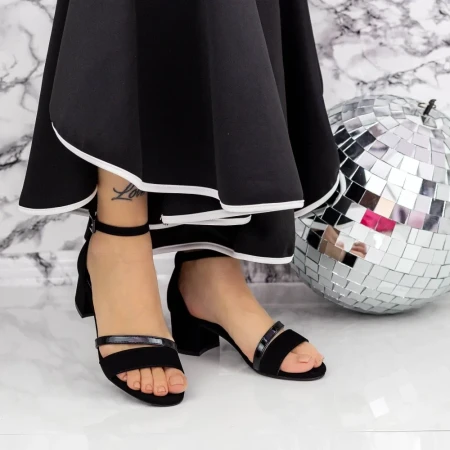 Sandale Dama cu Toc gros 2XKK85 Negru » Reina.Ro