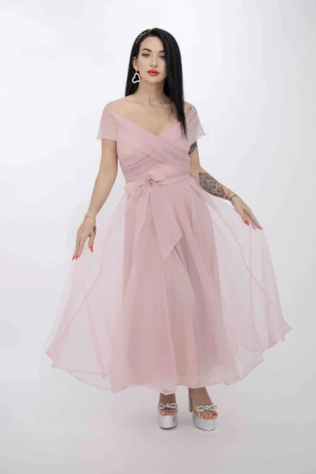 Rochie Dama RM3079 Roz Pudra » Reina.Ro