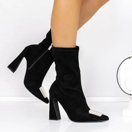 Botine Dama cu Toc gros 3KV21 Negru » Reina.Ro
