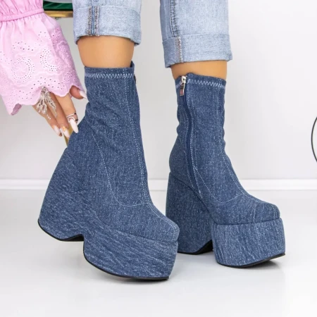 Botine Dama cu Platforma 3MN1 Albastru inchis » Reina.Ro