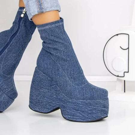 Botine Dama cu Platforma 3MN1 Albastru inchis » Reina.Ro