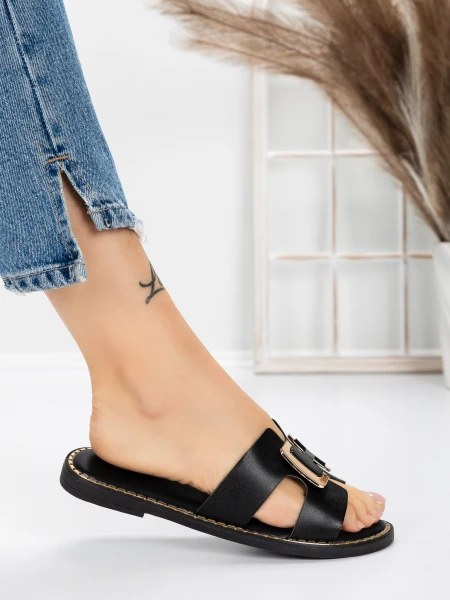 Papuci Dama cu Talpa Joasa 5PT2 BLACK | MEI