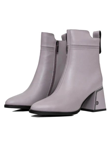Botine Dama cu toc gros K107-55-B81B Gri » Reina.Ro