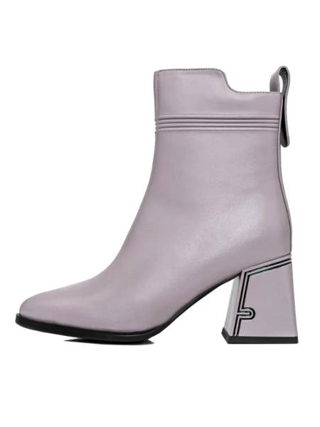 Botine Dama cu toc gros K107-55-B81B Gri » Reina.Ro