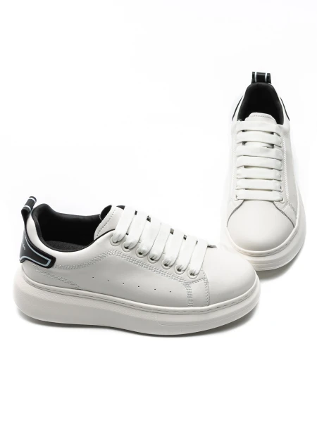 Pantofi Sport Barbati din piele naturala 3221 Alb-Negru ... » Reina.Ro