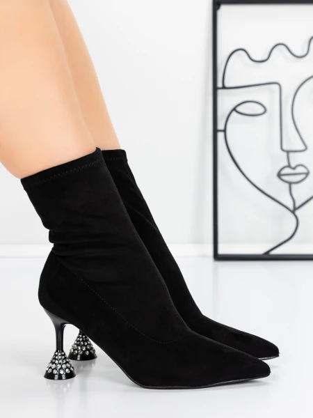Botine cu Toc Subtire 5XKK67 BLACK | MEI