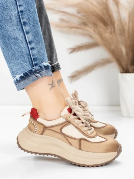 Pantofi Sport Dama din piele naturala 572103 RED | FRANCO GERARDO